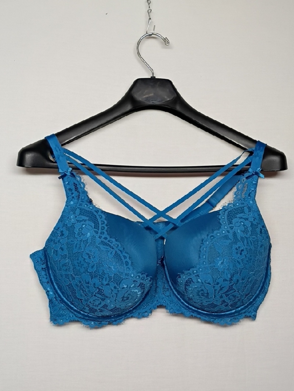 Cacique Blue Strappy Lace Underwire Bra